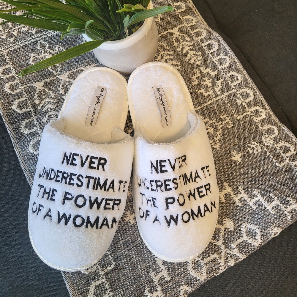 Women's plush slippers | Never Underestimate The Power of A Woman embroidered